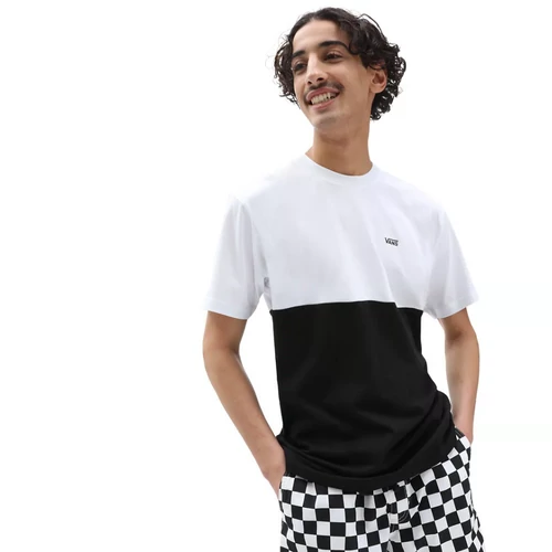 Vans Colorblock Tee - Black/White Férfi Rövidujjú Póló