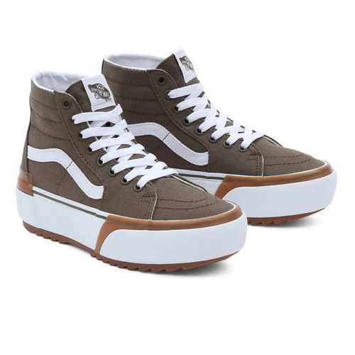 Vans SK8-Hi Tapered Stacked Canvas - Dark Olive Női Cipő